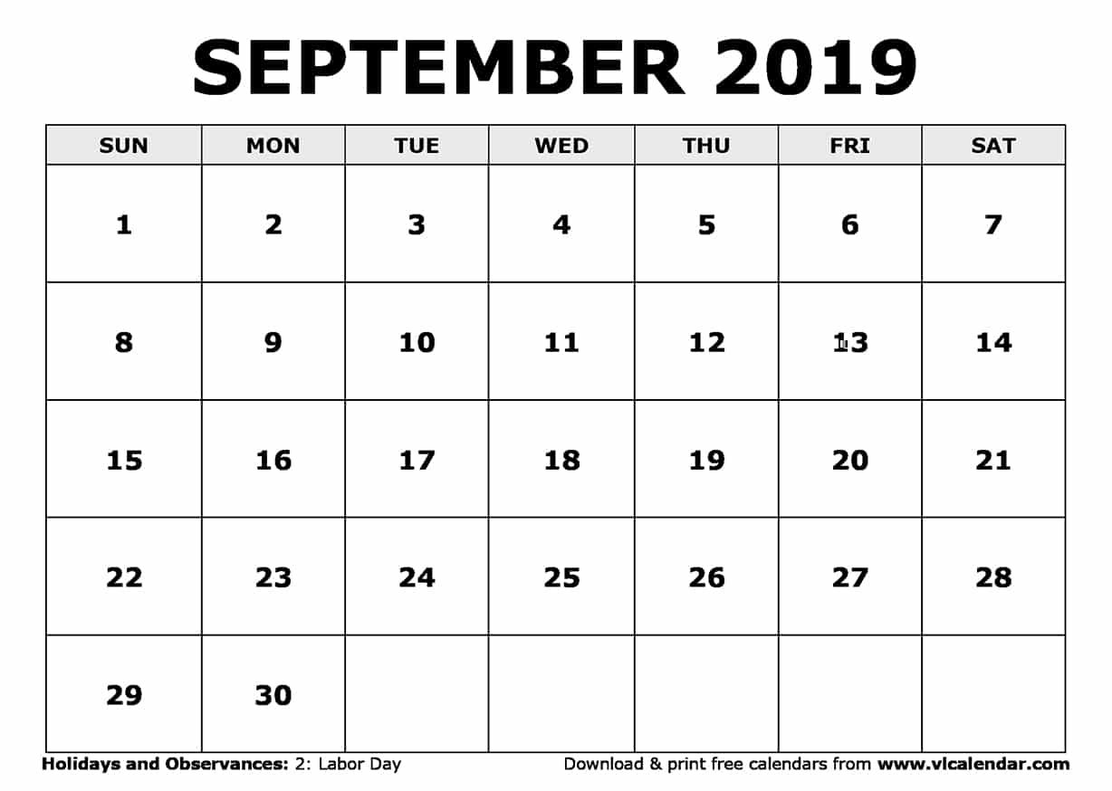 September 2019 Calendar Printable Templates September 2019 Calendar Printable Templates