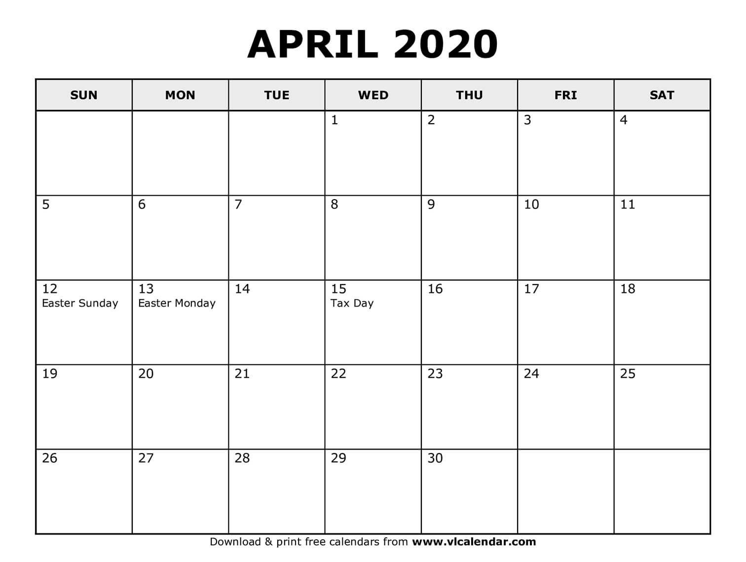 printable april 2020 calendars april calendar printable 2020