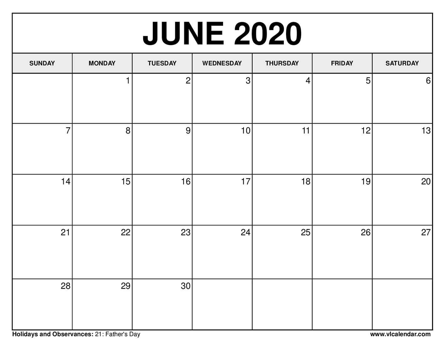 Printable June 2021 Calendar Templates with Holidays