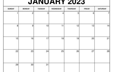 January 2023 Calendar