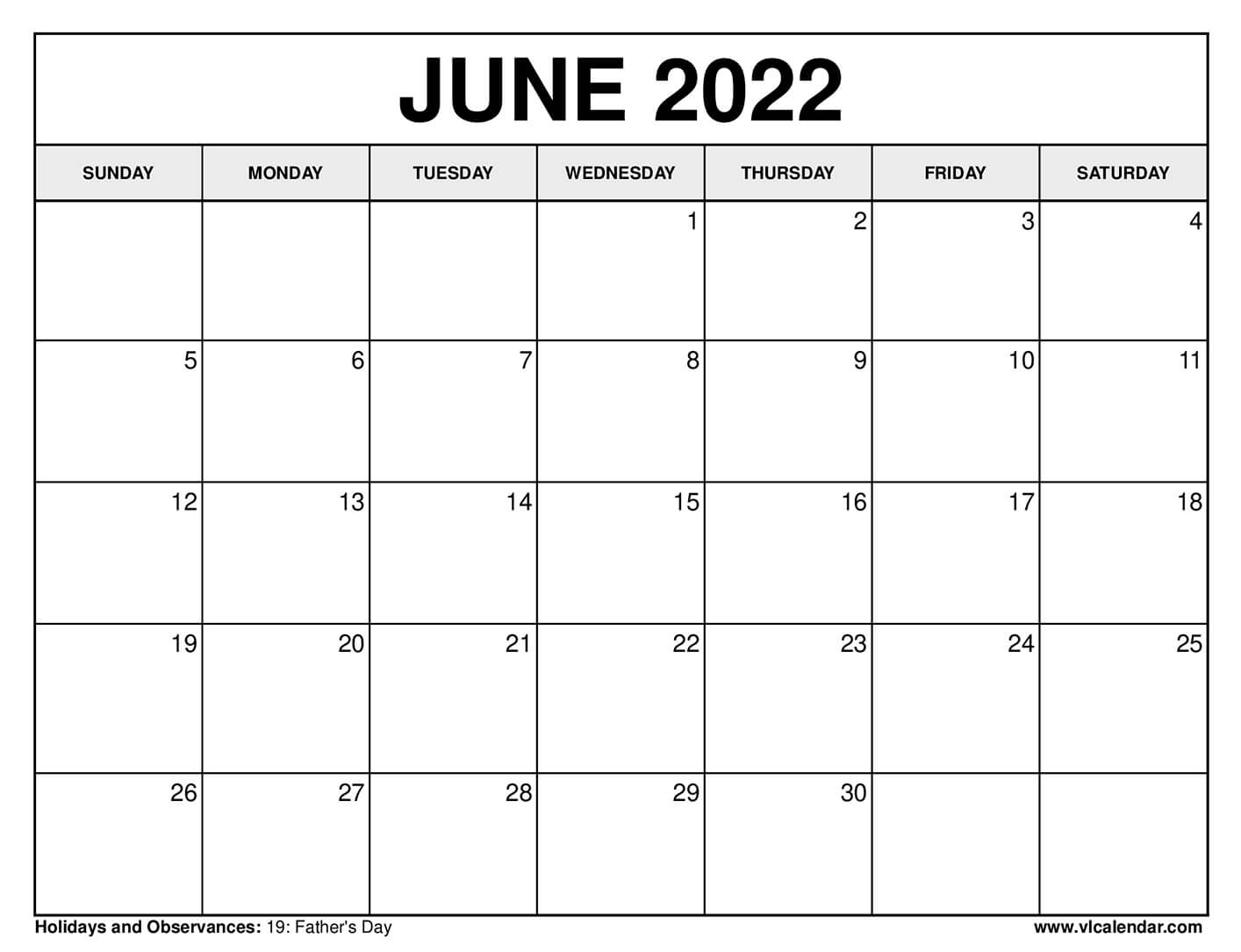 June Calendar 2022 With Holidays Printable June 2022 Calendar Templates With Holidays - Vl Calendar