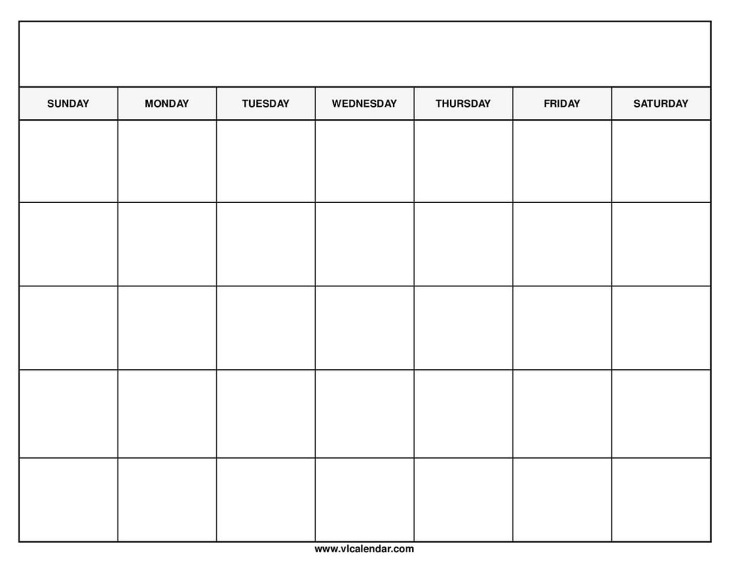 free printable blank calendar template