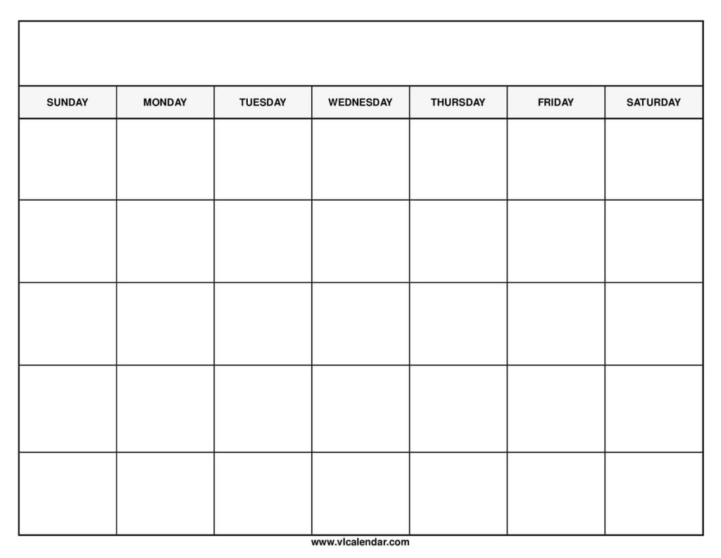 Printable Calendar Blank Template