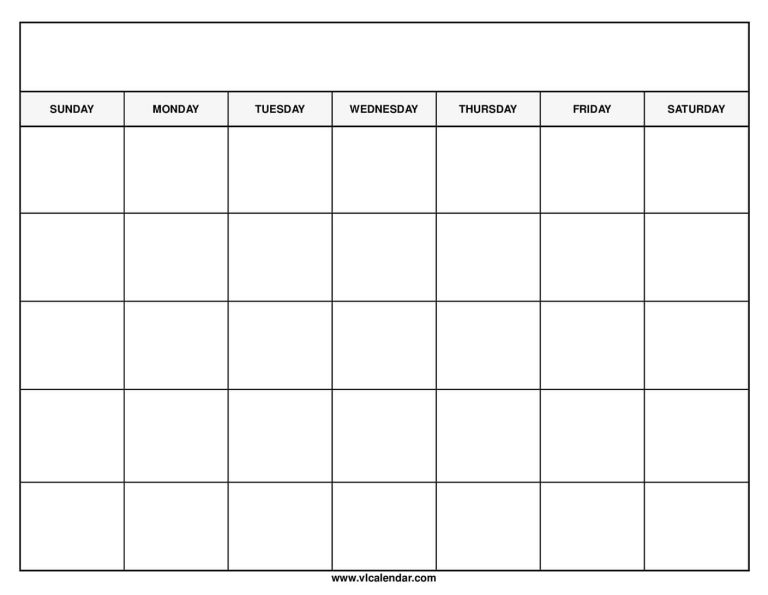 Free Printable Blank Calendar Template
