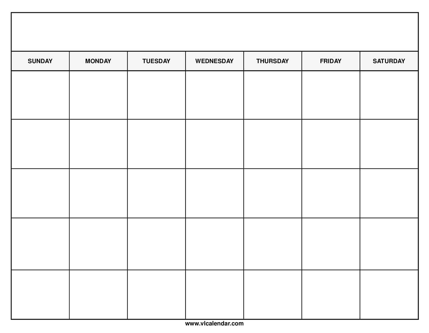 Free Printable Blank Calendar Template For Blank One Month Calendar Template