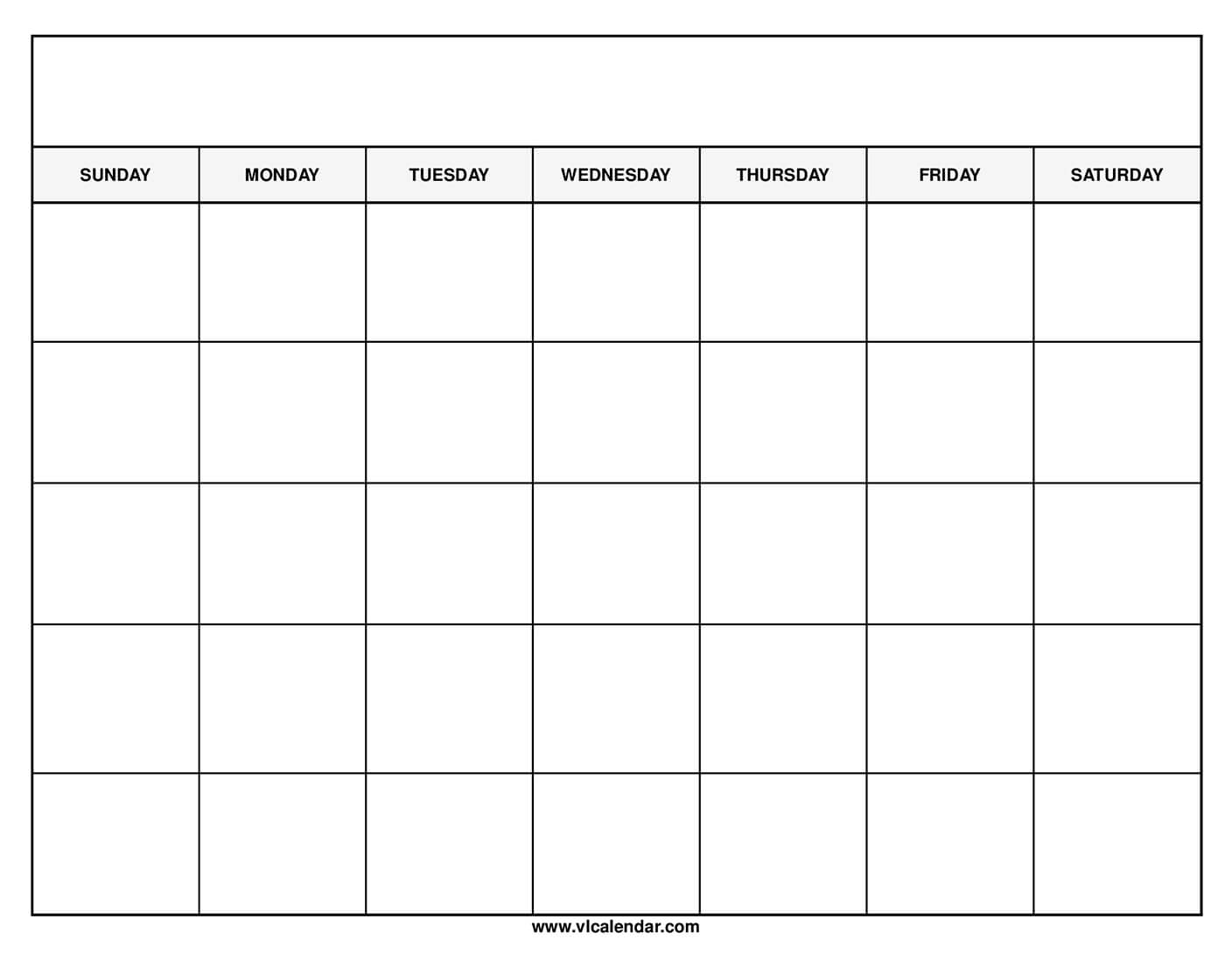 Print Monthly Calendar Template