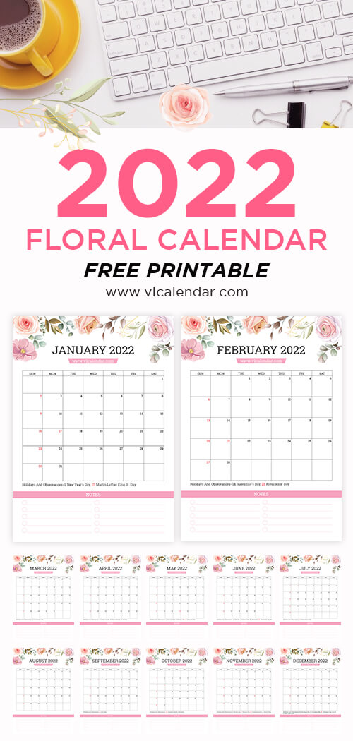 Floral Calendar 2022 Portrait