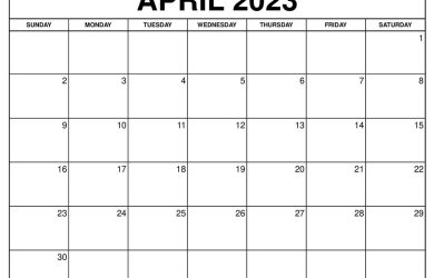 April 2023 Calendar