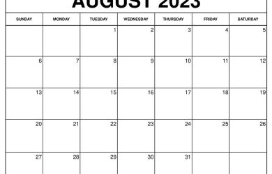 August 2023 Calendar