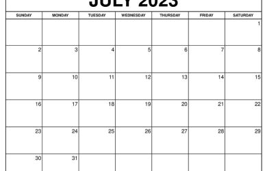 July 2023 Calendar