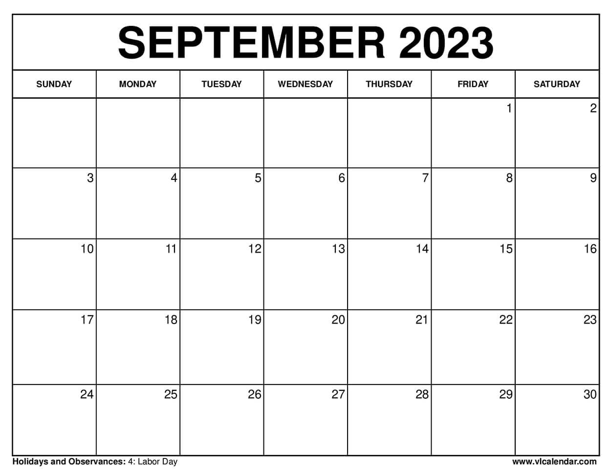 September 2023 Calendar