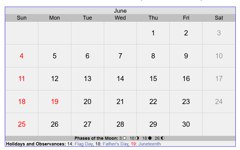 June 2023 Calendar Printable