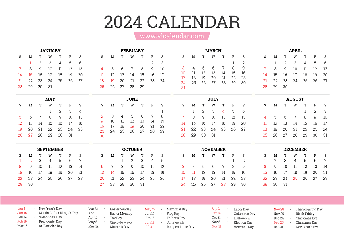 2024 Yearly Calendar