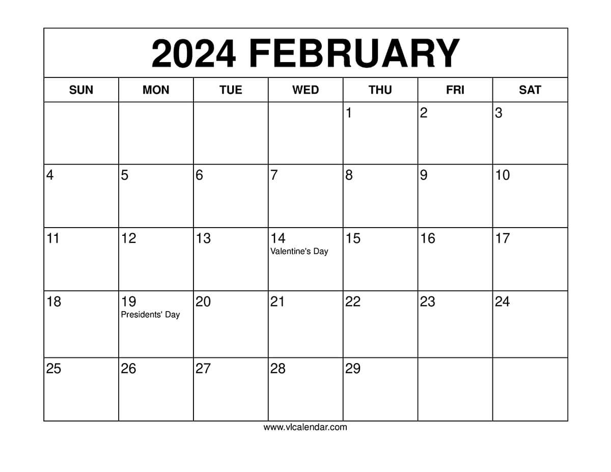 February 2024 Calendar Printable with Holidays