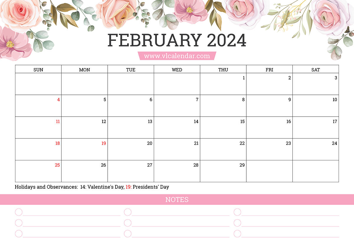 February 2024 Calendar Printable Templates with Holidays