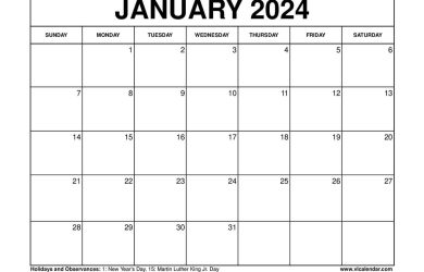 Free Printable 2024 Calendar Templates with Holidays - VL Calendar
