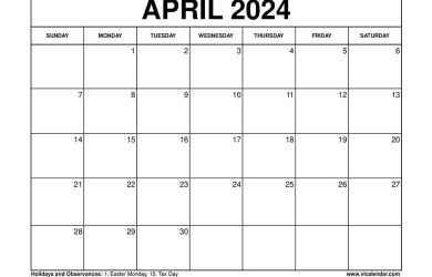 April 2024 Calendar