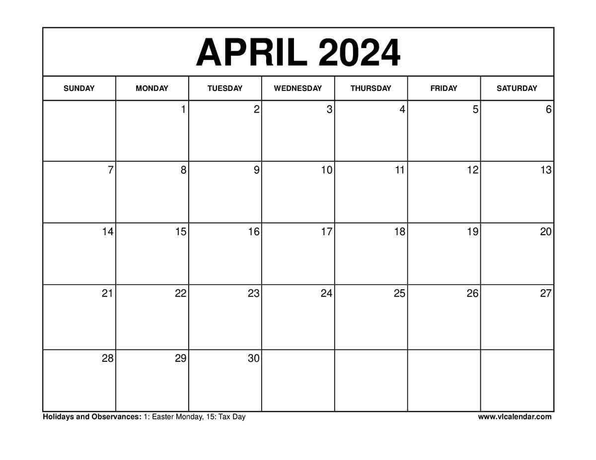 April 2024 Calendar