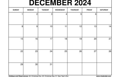 2024 Calendar: Free Printable Calendar With Holidays