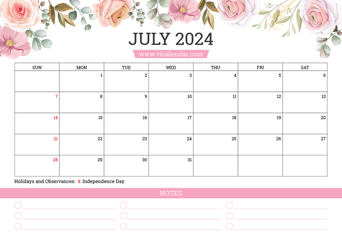 Floral Calendar for July 2024
