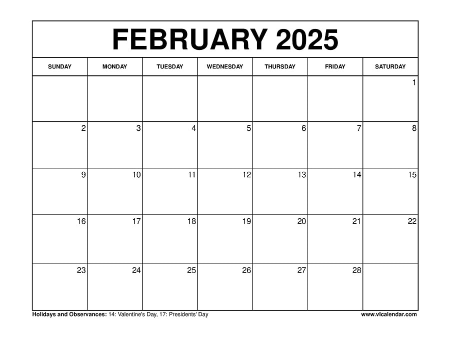 February 2025 Calendar Printable Templates with Holidays