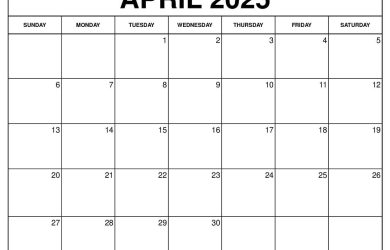 April 2025 Calendar