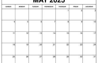 May 2025 Calendar