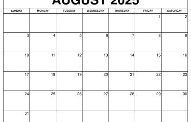 August 2025 Calendar