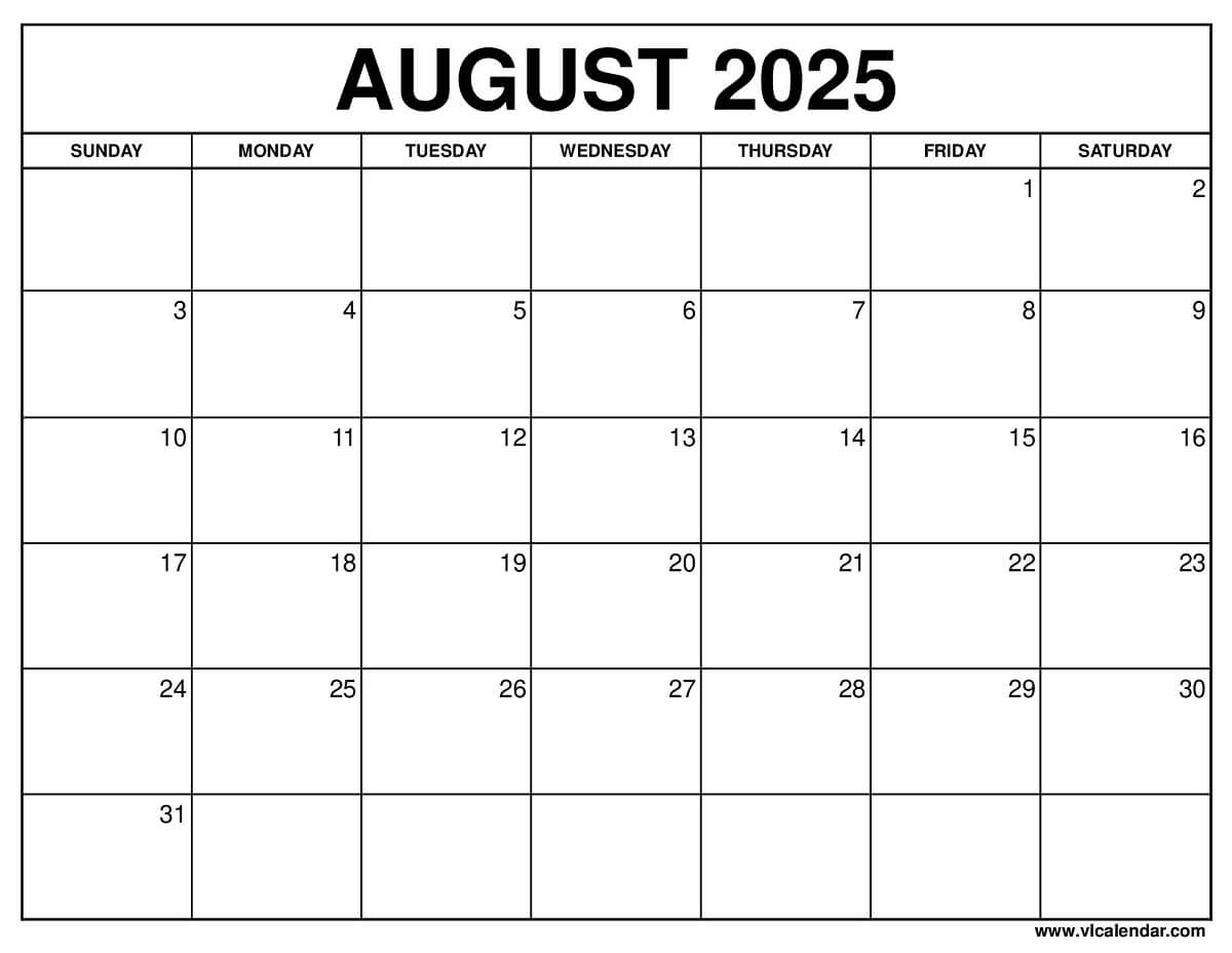 August 2025 Calendar