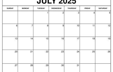 July 2025 Calendar