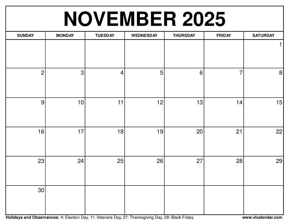 November 2025 Calendar