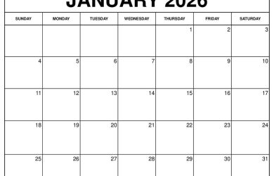 January 2026 Calendar